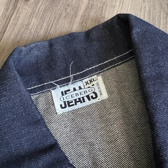 Vintage Iceberg Jeans Denim Jacket Snoopy Peanuts Size XXL Dark Blue NOS NWOT - Picture 4 of 5